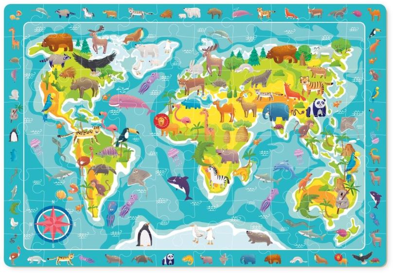 Puzzle Dodo Puzzle s hledáním obrázků Svět zvířat 80 dílků