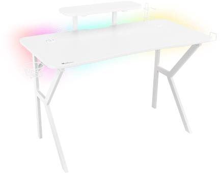 Herní stůl Genesis HOLM 320 s RGB podsvícením, bílý, 120x60cm