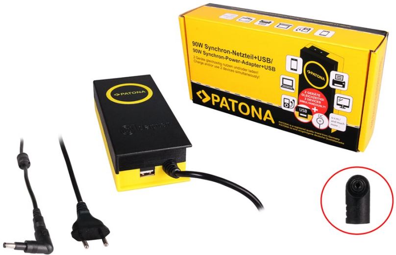 Napájecí adaptér PATONA k ntb/ 19.5V/4.7A 90W/ konektor 4.8x1.7mm/ + výstup USB