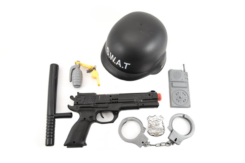 Doplněk ke kostýmu Sada policie SWAT helma+pistole