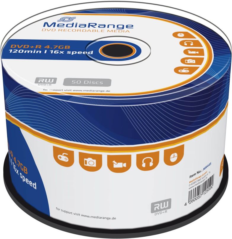 Média MEDIARANGE DVD+R 4,7GB 16x spindl 50ks