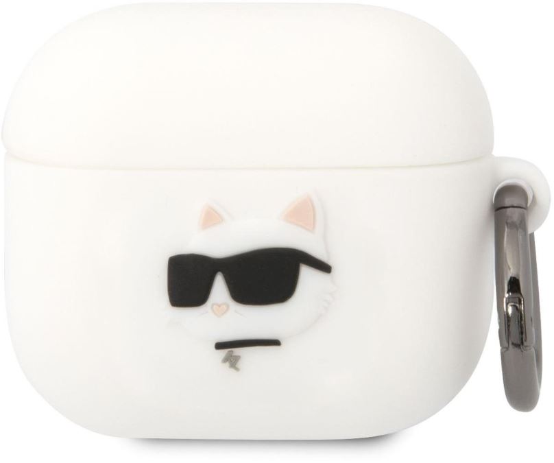Pouzdro na sluchátka Karl Lagerfeld 3D Logo NFT Choupette Head Silikonové Pouzdro pro Airpods 3 White
