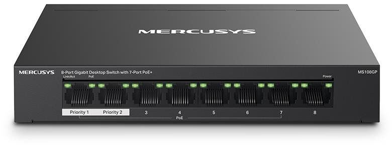 Switch Mercusys MS108GP, 8-Port Gigabit switch, 7-Port PoE+
