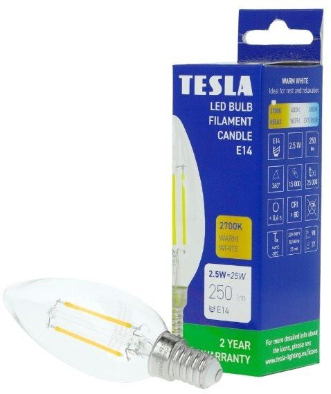 LED žárovka Tesla LED žárovka svíčka E14 2,5W Filament
