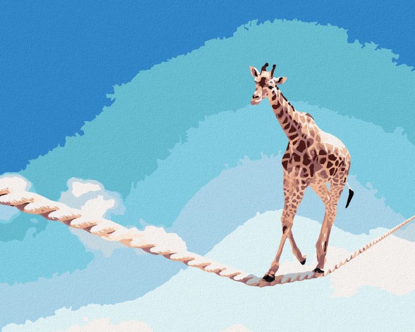 Malování podle čísel Žirafa na laně, 80x100 cm, bez rámu a bez vypnutí plátna