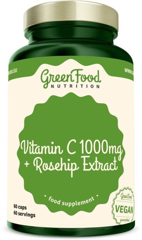 Vitamín C GreenFood Nutrition Vitamín C 1000mg + Extrakt ze šípků 60 kapslí