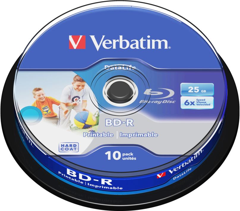 Média VERBATIM BD-R SL DataLife 25GB, 6x, printable, spindle 10 ks
