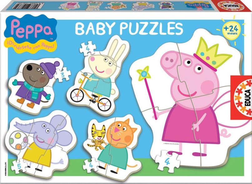 Puzzle Educa Baby puzzle Prasátko Peppa 5v1 (3-5 dílků)
