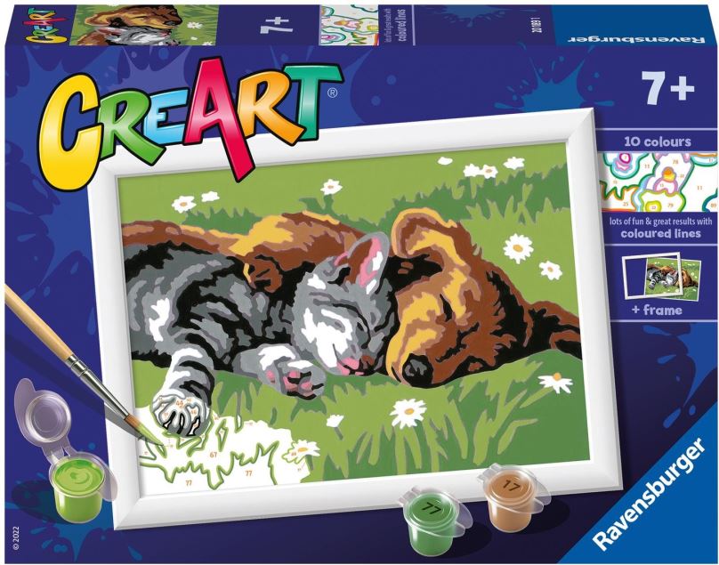 Malování podle čísel Ravensburger Kreativní a výtvarné hračky 201891 CreArt Spící pes a kočka