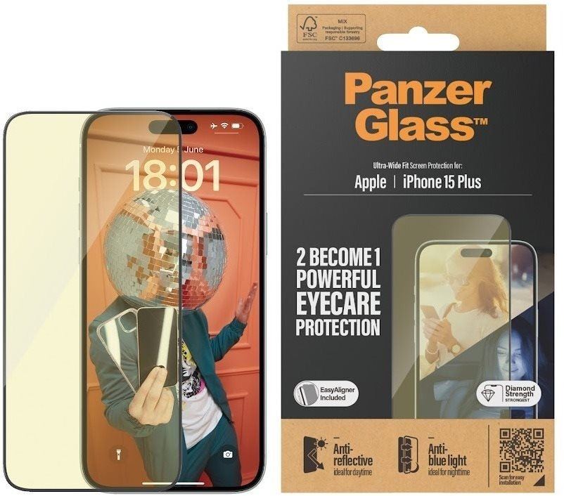 Ochranné sklo PanzerGlass Apple iPhone 15 Plus AntiRexní & AntiBlue s instalačním rámečkem