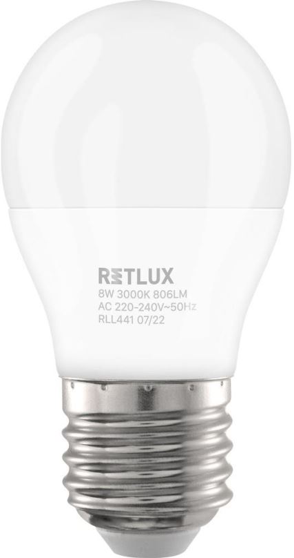LED žárovka RETLUX RLL 441 G45 E27 miniG 8W WW