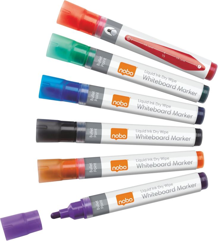 Popisovač NOBO Liquid Ink Drywipe, mix barev - balení 6 ks