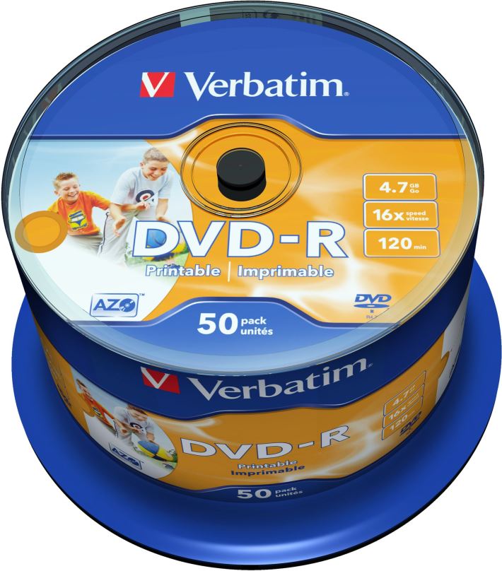 Média VERBATIM DVD-R AZO 4,7GB, 16x, printable, spindle 50 ks