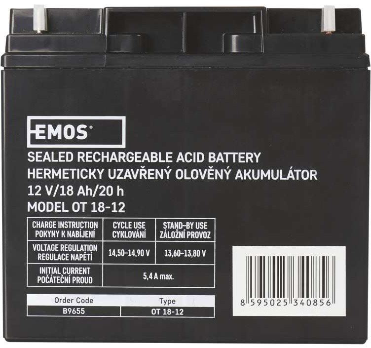 Baterie pro záložní zdroje EMOS Bezúdržbový olověný akumulátor 12 V/18 Ah