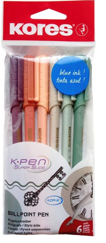 Kuličkové pero KORES K0 Pen Vintage Style, M-1 mm, mix barev - balení 6 ks