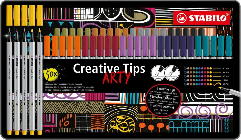 Linery STABILO Creative Tips ARTY - sada 50 ks v plechu (10 barev Urban)