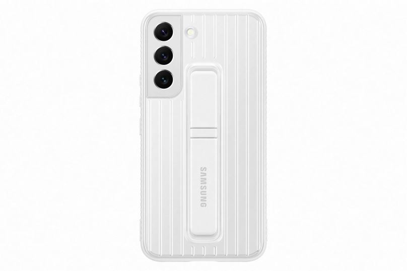 Kryt na mobil Samsung Galaxy S22 5G Tvrzený ochranný zadní kryt se stojánkem bílý