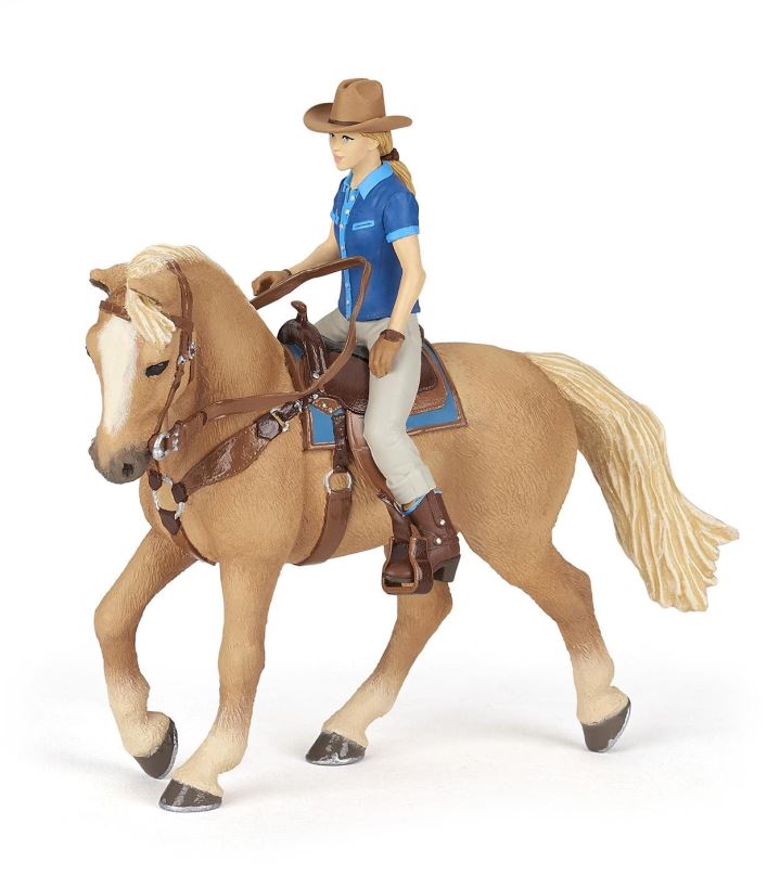 Figurka PAPO Kovbojka na koni - dívka