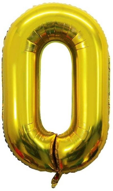 Balonky Atomia fóliový balón narozeninové číslo 0, zlatý 46 cm