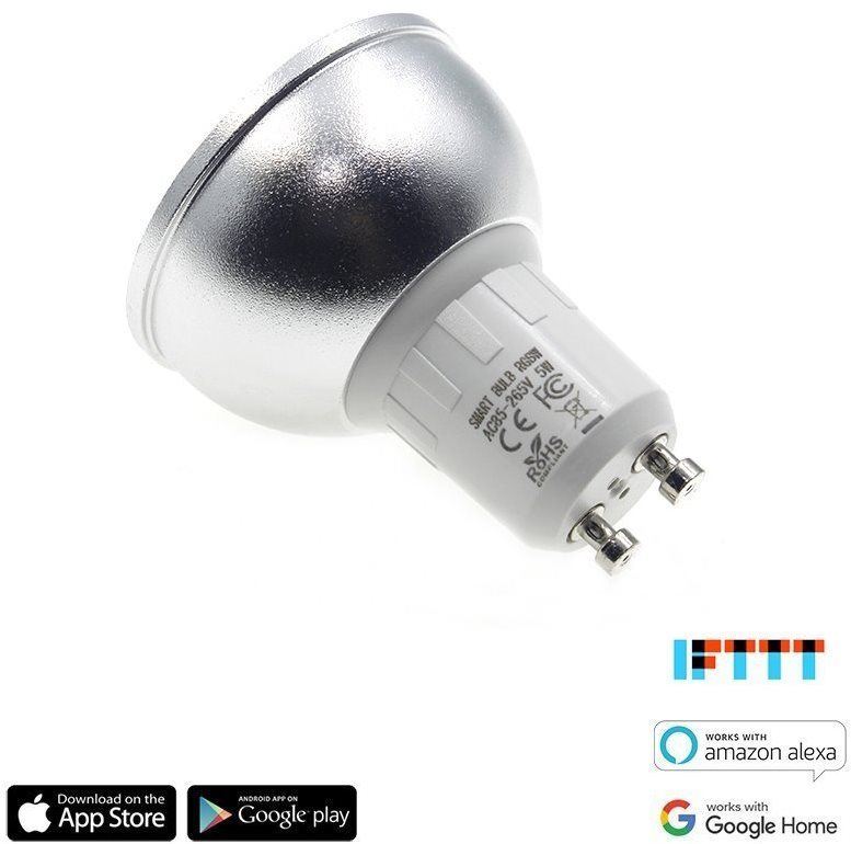 LED žárovka iQtech SmartLife GU10, Wi-Fi žárovka GU10, 5W, barevná