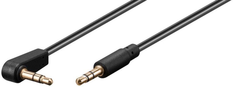 Audio kabel PremiumCord jack M 3.5 -> jack M 3.5 zahnutý konektor, 0.5m