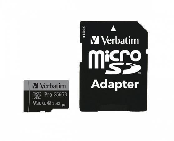 Paměťová karta Verbatim MicroSDXC 256GB Pro + SD adaptér