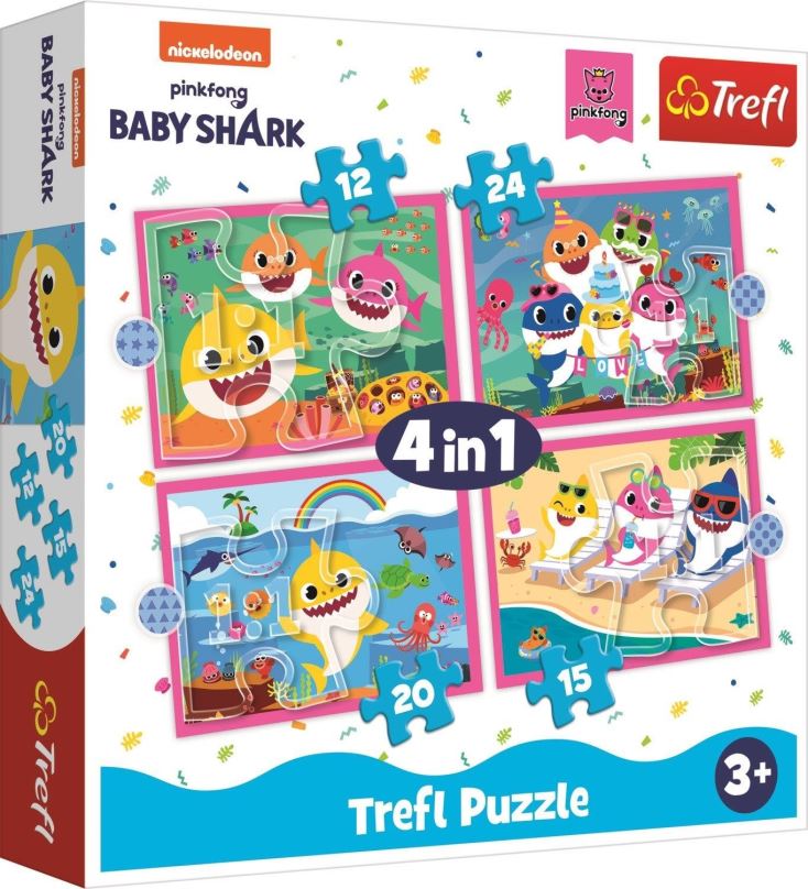 Puzzle Trefl Puzzle Baby Shark: Rodina 4v1 (12,15,20,24 dílků)