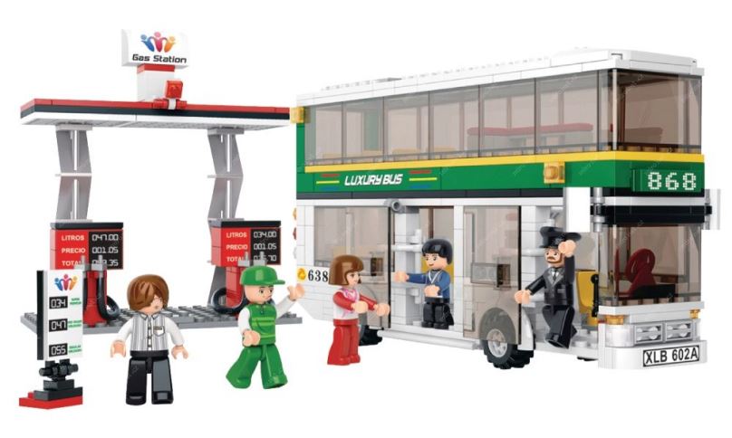 SLUBAN stavebnice Dvoupatrový Autobus, 403 dílků (kompatibilní s LEGO)