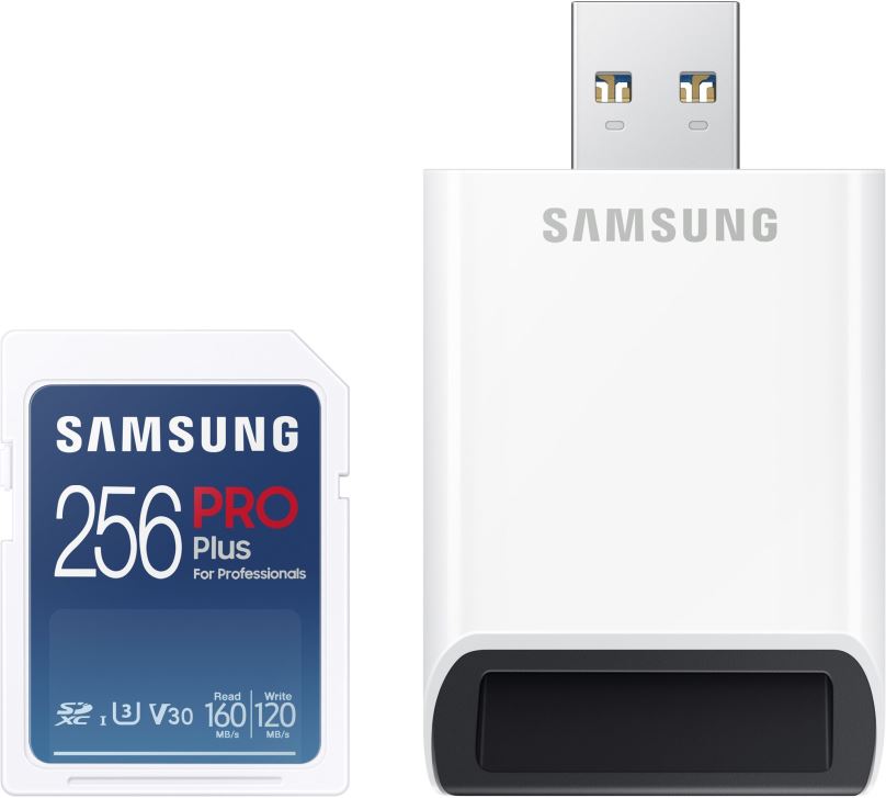 Paměťová karta Samsung SDXC 256GB PRO PLUS + USB adaptér