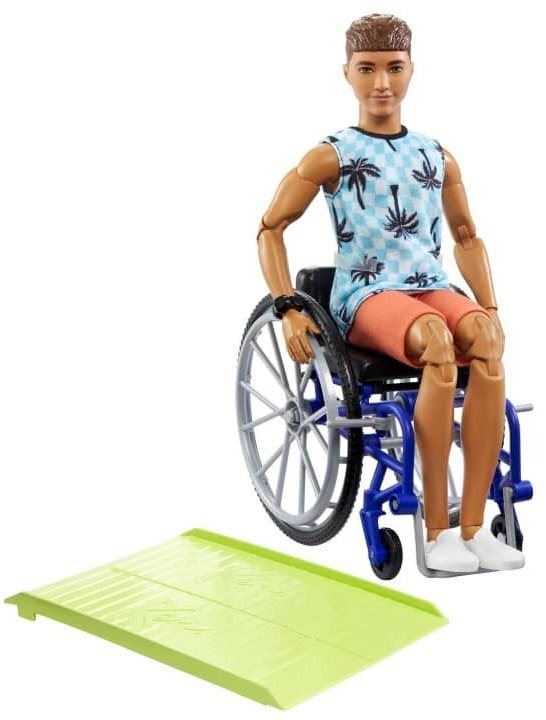 Panenka Barbie Model Ken Na Invalidním Vozíku V Modrém Kostkovaném Tílku