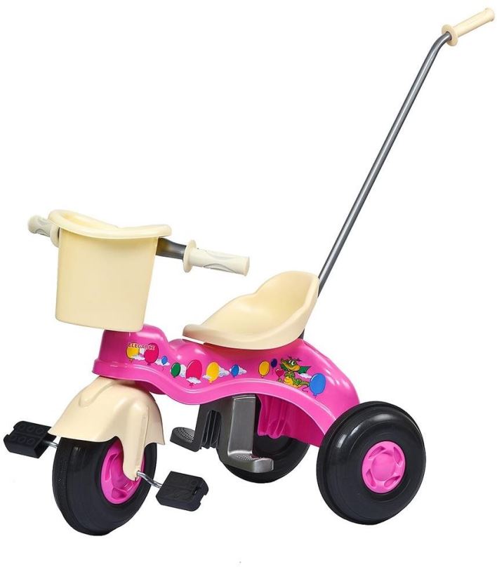 Tříkolka Bayo Dětská šlapací tříkolka s vodící tyčí Junior růžová