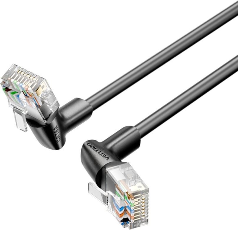 Síťový kabel Vention Cat6A UTP Rotate Right Angle Ethernet Patch Cable 1M Black Slim Type