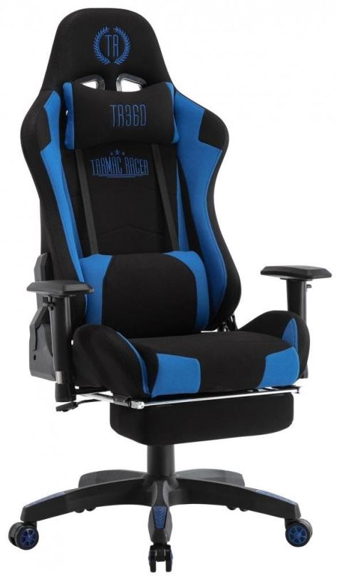 Herní židle BHM GERMANY Turbo LED, textil, černá / modrá