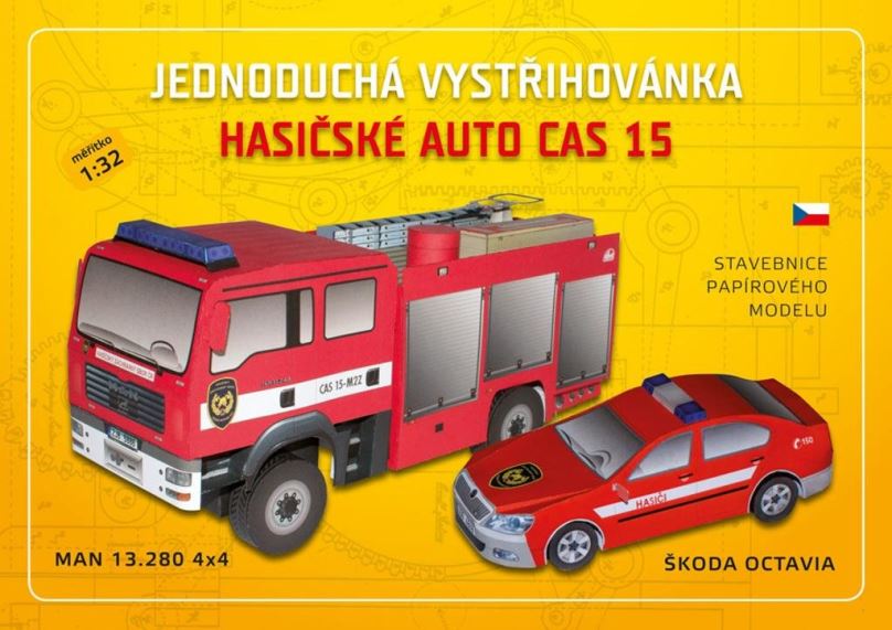 Vystřihovánky Jednoduchá vystřihovánka hasičské auto: CAS 15