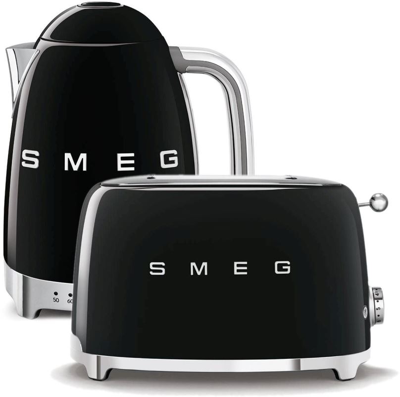 Set SMEG 50's Retro Style Konvice 1,7l LED černá + topinkovač 2x2 černý 950W