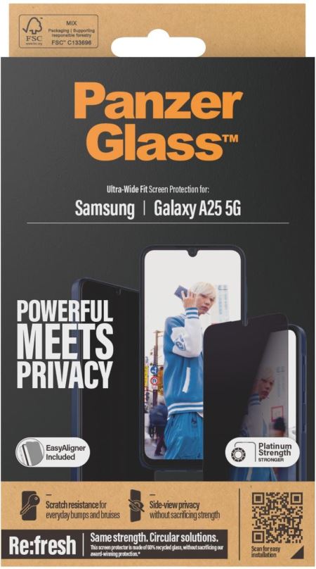 Ochranné sklo PanzerGlass Privacy Samsung Galaxy A25 5G s instalačním rámečkem