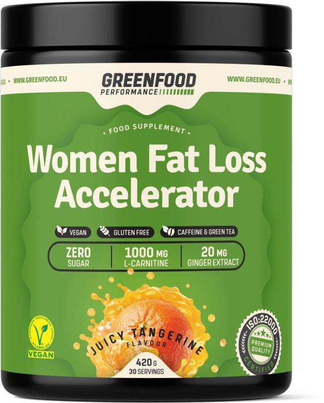 Spalovač tuků GreenFood Nutrition Performance Women Fat Loss Accelerator Juicy tangerine 420g