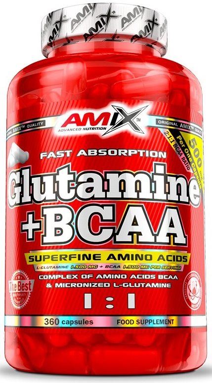 Aminokyseliny Amix Nutrition L-Glutamin + BCAA 360 kapslí