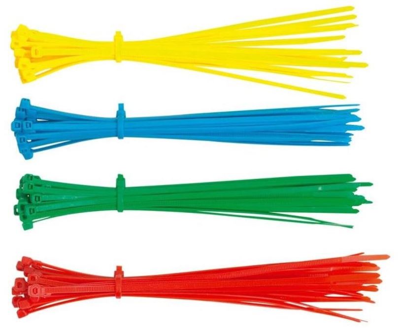 Stahovací pásky Pásky vázací, 150 x 2,5 mm, 100 ks, barevné