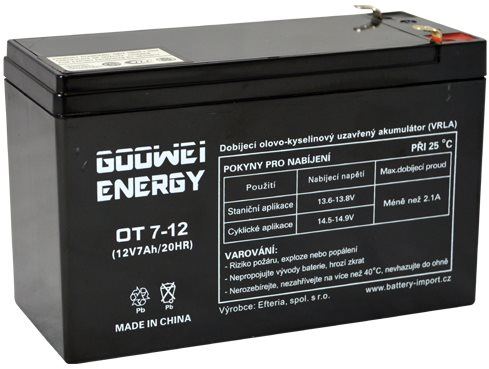 Baterie pro záložní zdroje GOOWEI ENERGY Bezúdržbový olověný akumulátor OT7-12, 12V, 7Ah