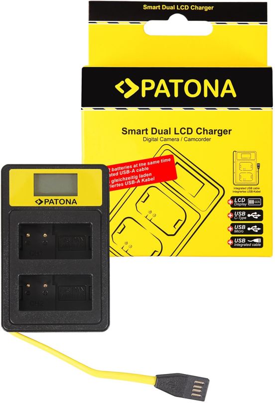 Nabíječka baterií fotoaparátů a videokamer PATONA pro Dual Panasonic DMW-BLC12 E s LCD,USB