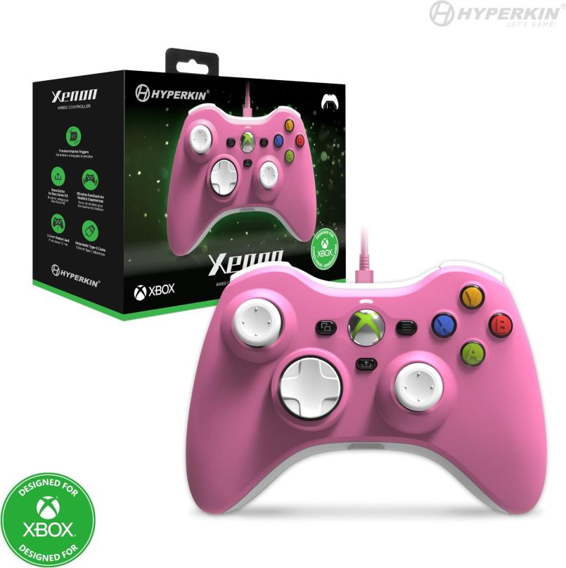 Herní ovladač Hyperkin Xenon Wired Controller for Xbox Series|One/Windows 11|10 (Pink) Officially Licensed by Xbox