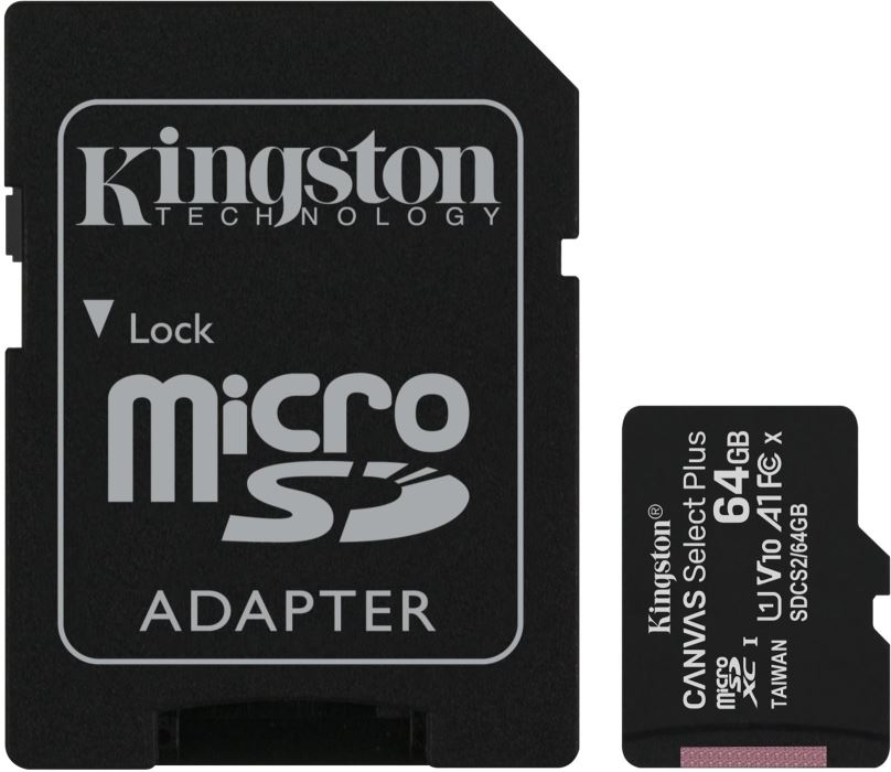Paměťová karta Kingston MicroSDXC 64GB Canvas Select Plus + SD adaptér