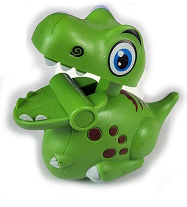 Hračka pro nejmenší Mikro trading Dinosaurus po stlačení jezdící 9 cm zelený
