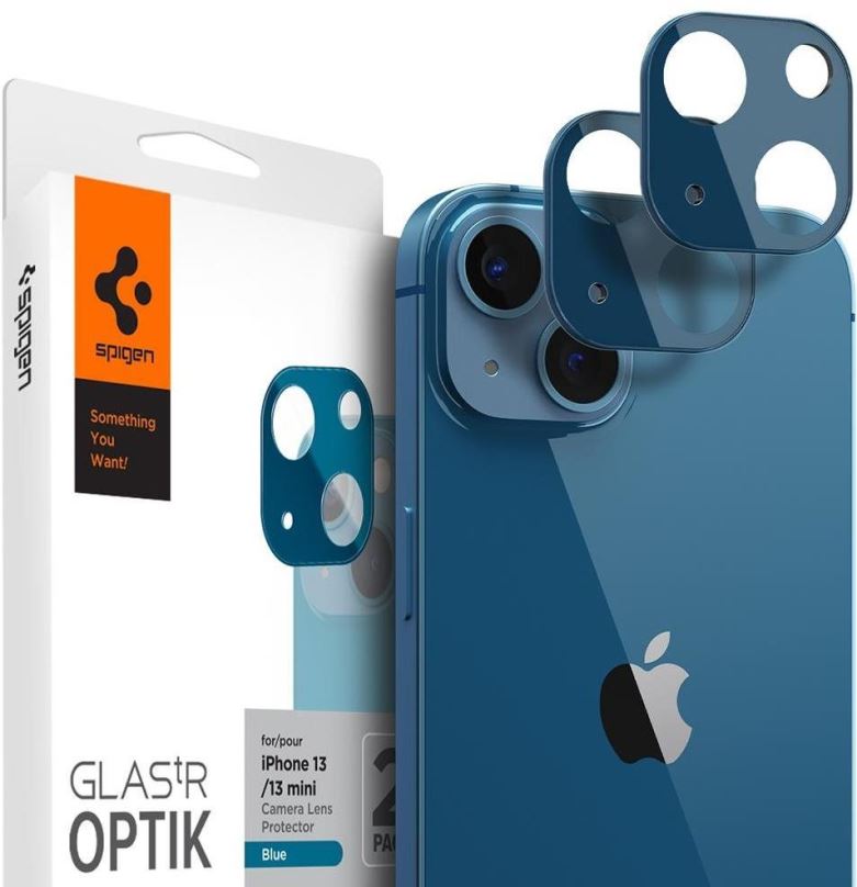Ochranné sklo na objektiv Spigen tR Optik 2 Pack Blue iPhone 13/13 mini