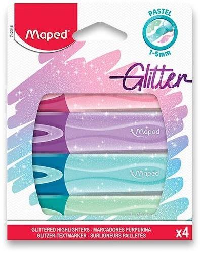 Zvýrazňovač MAPED Fluo Peps Glitter - sada 4 barev