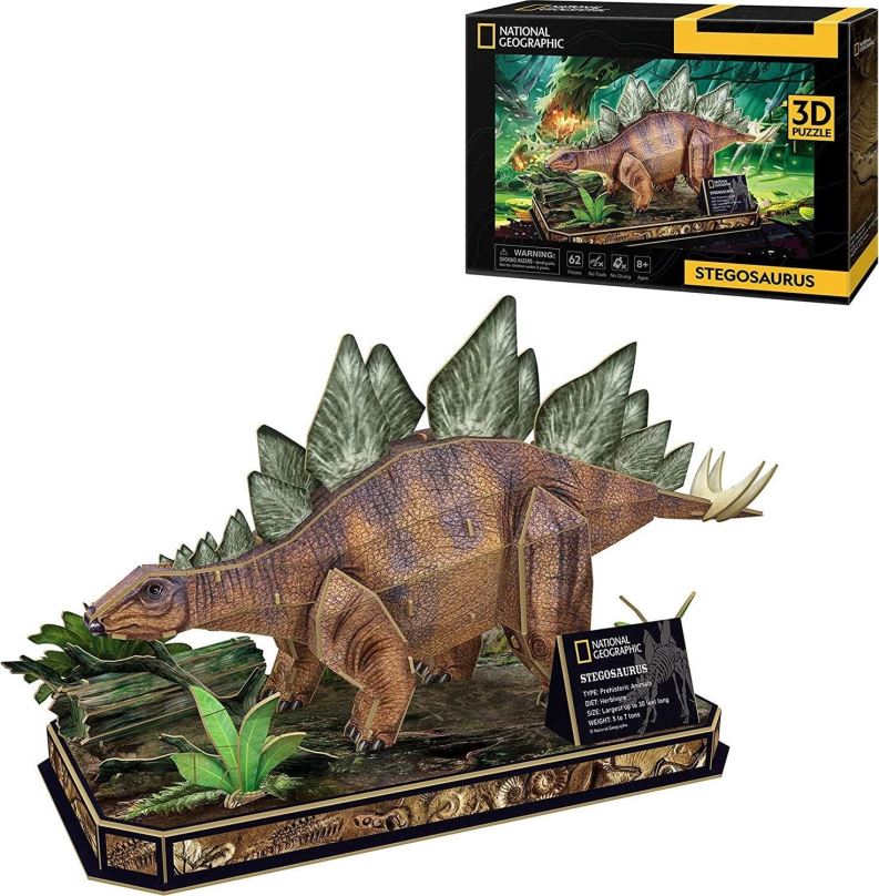 3D puzzle CUBICFUN 3D puzzle National Geographic: Stegosaurus 62 dílků