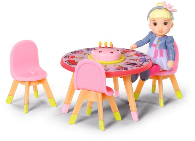 Panenka BABY born Minis Sada s narozeninovým stolem, židličkami a panenkou