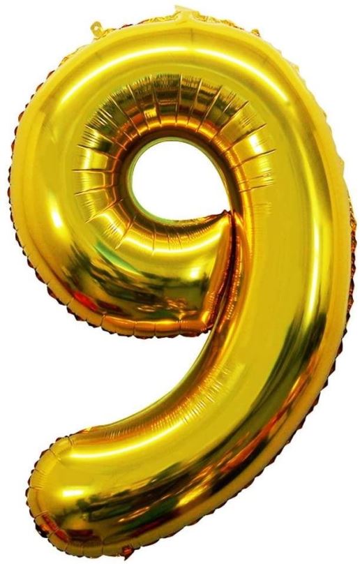 Balonky Atomia fóliový balón narozeninové číslo 9, zlatý 46 cm