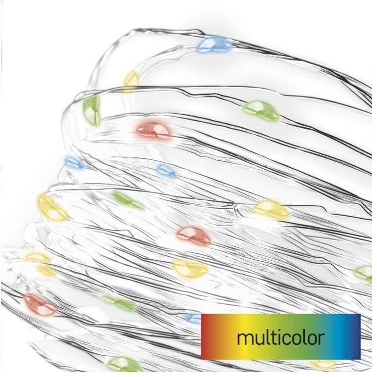 Světelný řetěz EMOS LED vánoční nano řetěz, 1,9 m, 2x AA, vnitřní, multicolor, časovač